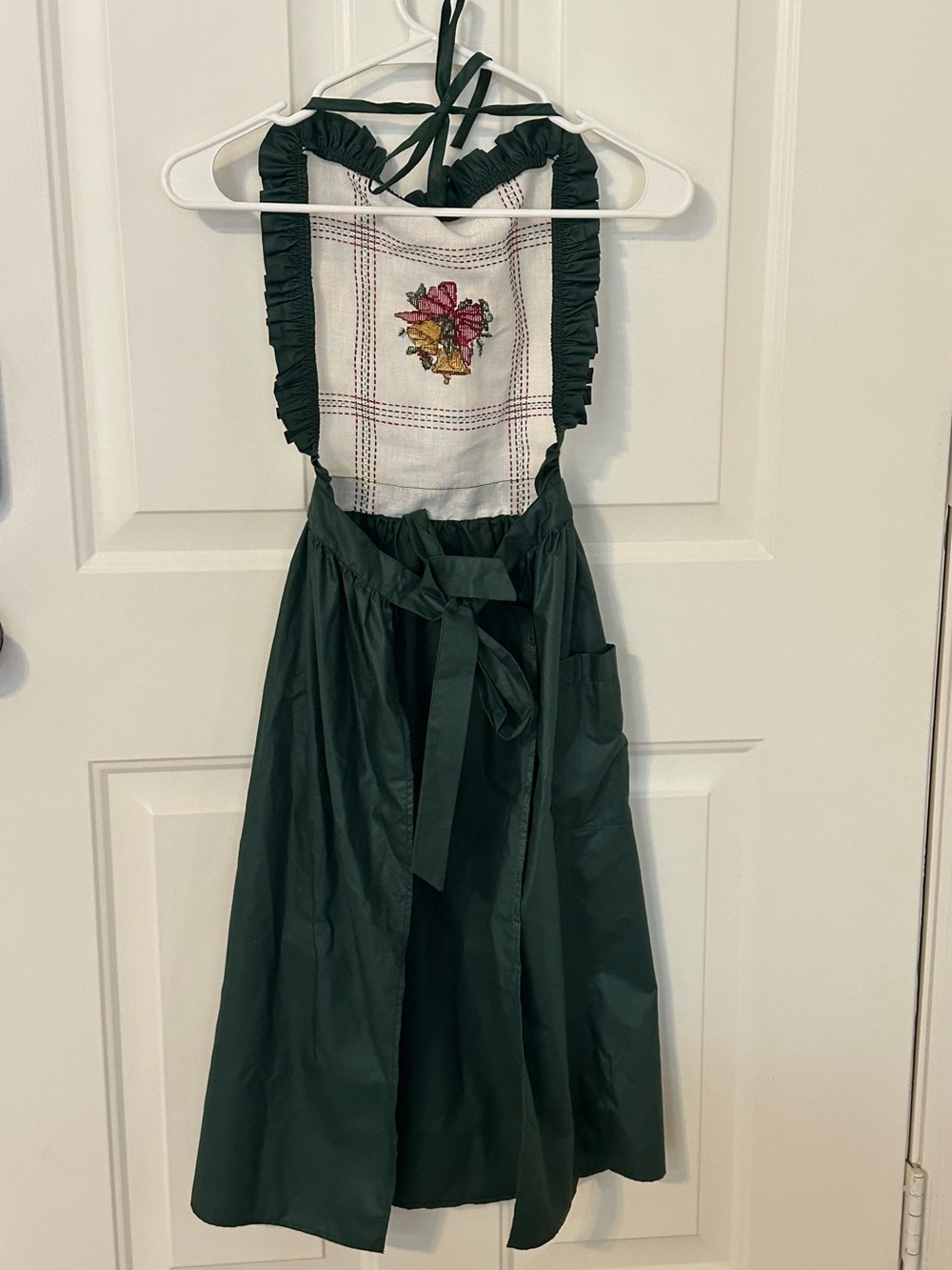 Vtg Handmade Full Apron W Pocket Christmas Holiday Baking OS - Picture 4 of 4